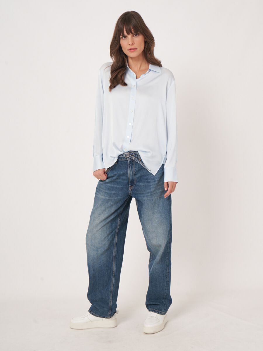 Luxe zijden blouse met zijsplitten image number 5