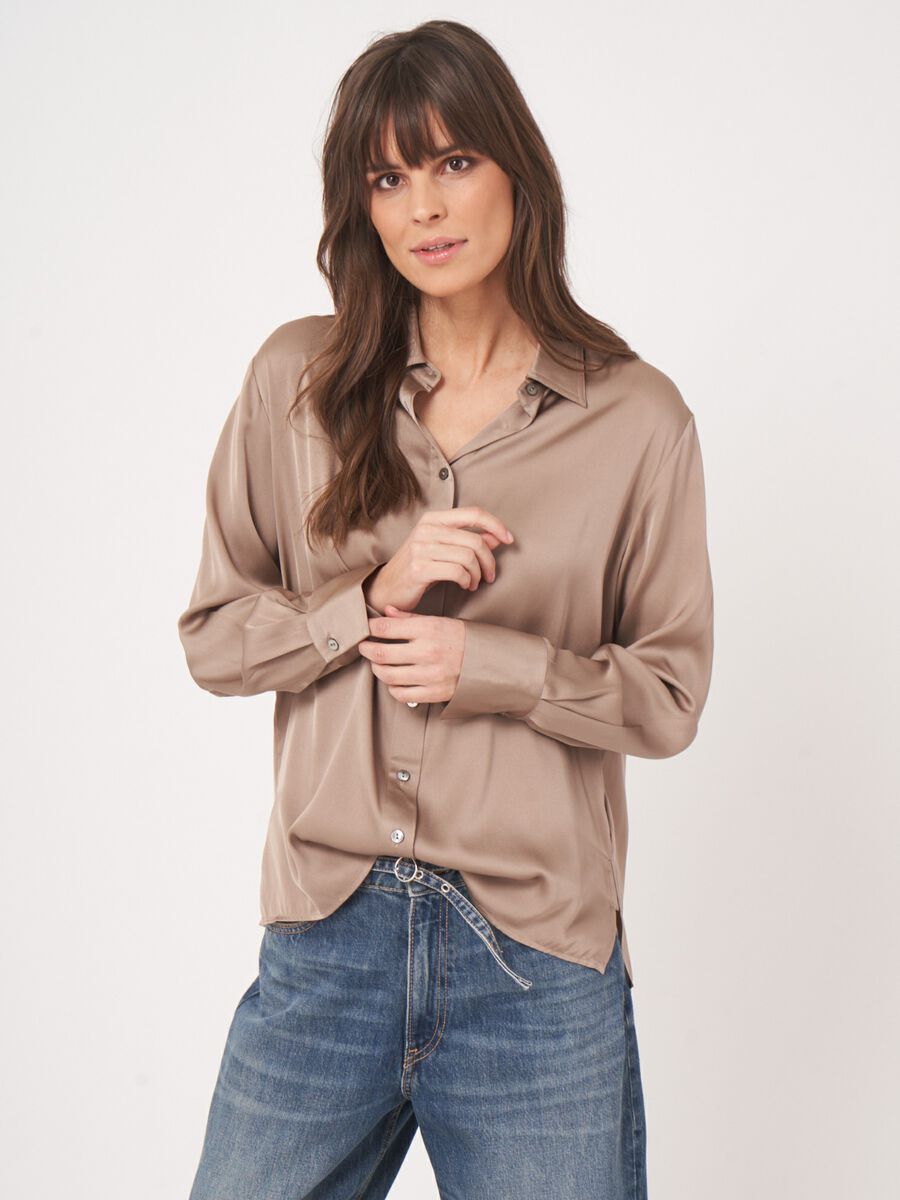 Chemise en soie femme — fentes côtés & élégance repeat image number 2