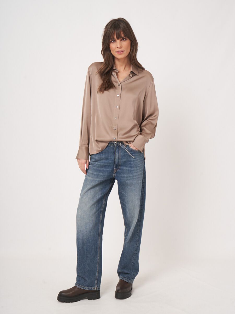 Chemise en soie femme — fentes côtés & élégance repeat image number 4