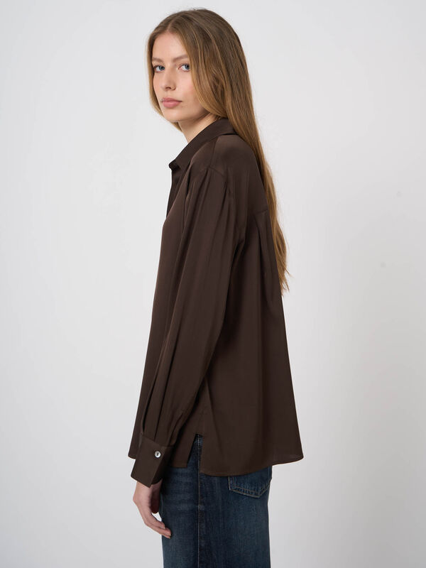 Stretchzijden blouse met zijsplitten image number 0