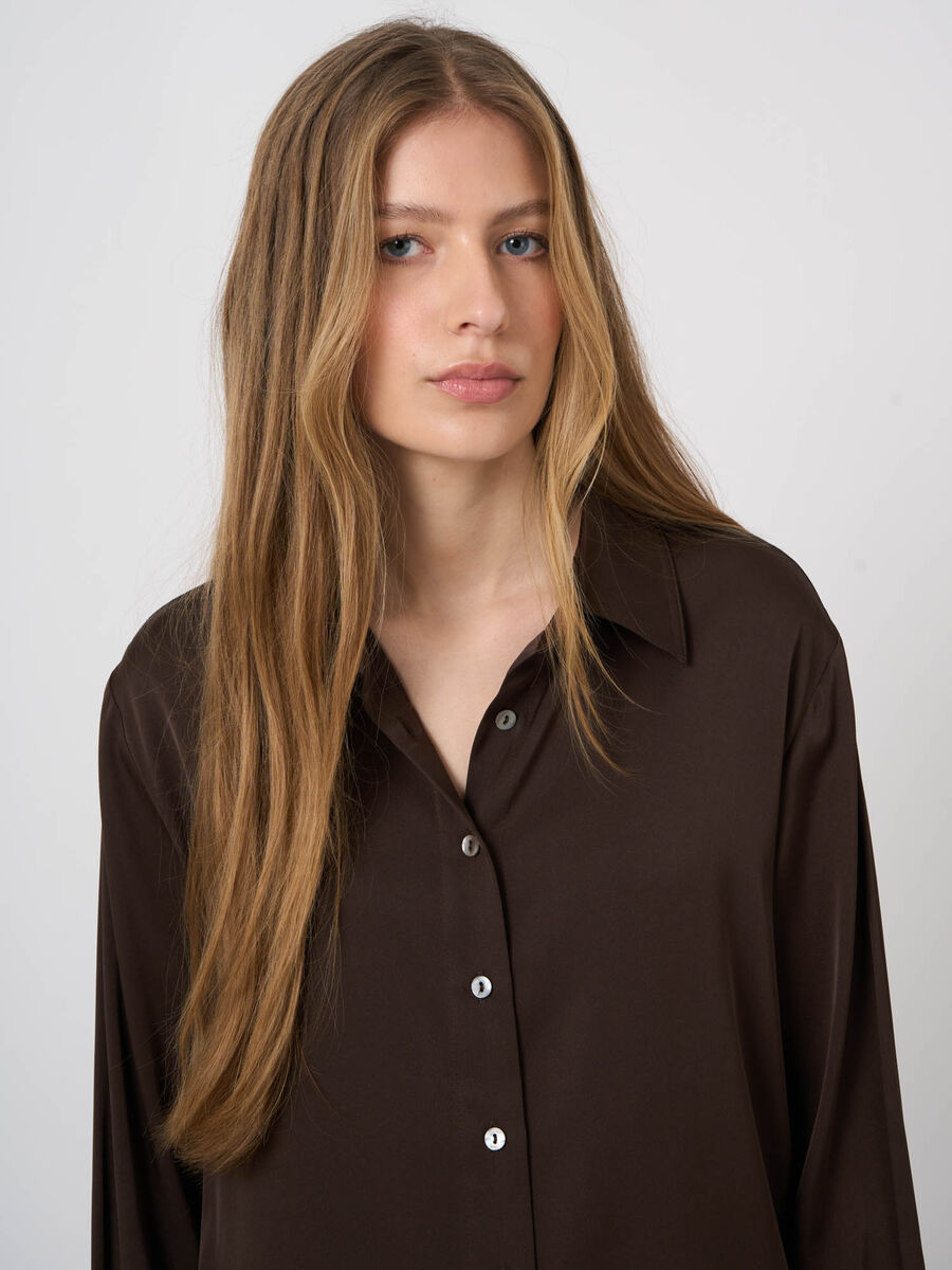 Stretch Silk Blouse with Side Slits image number 0