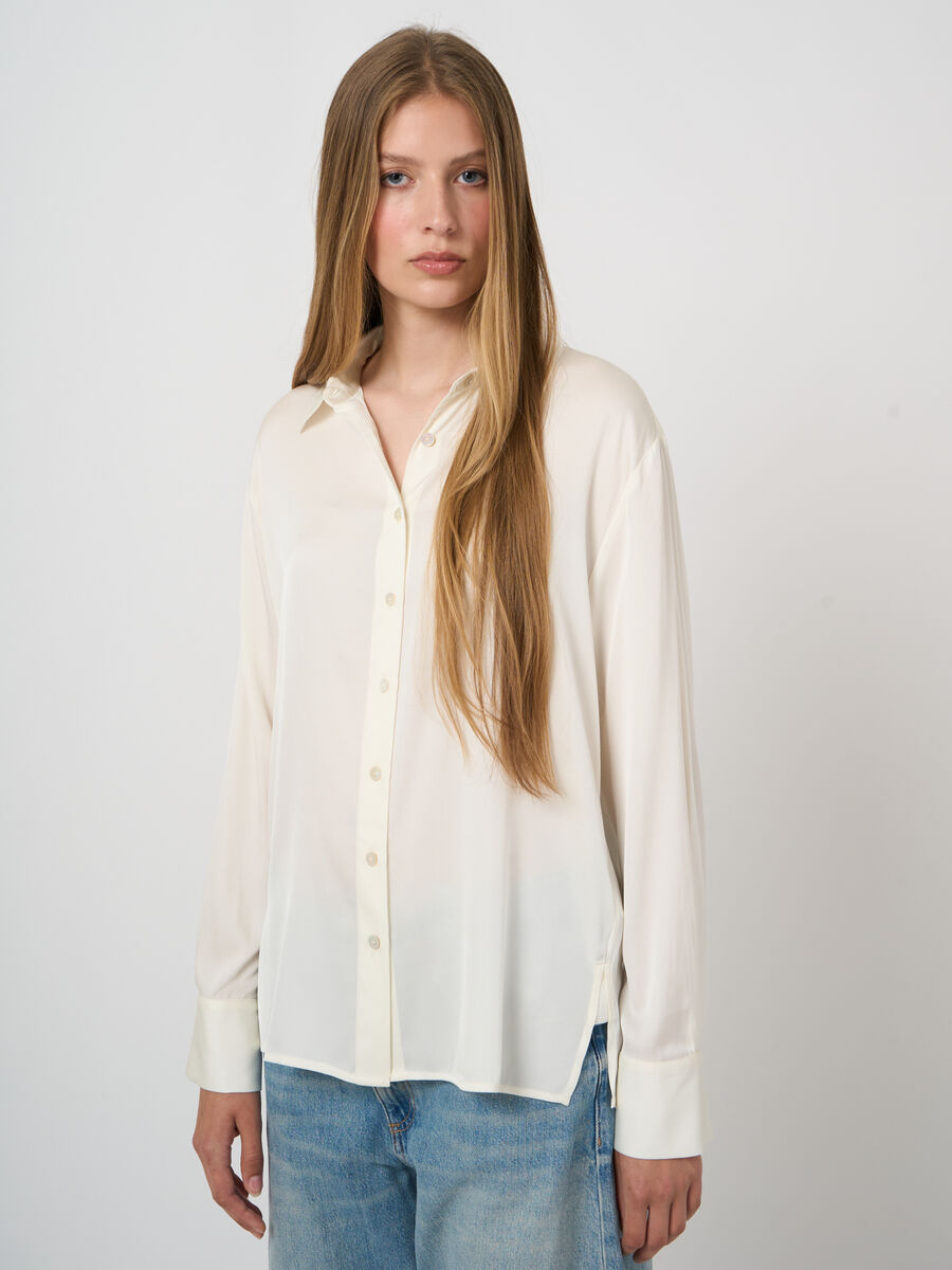 Stretch Silk Blouse with Side Slits image number 0
