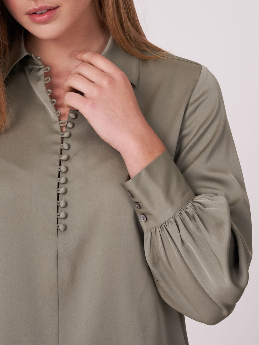 Silk shirt with button loop closure image number 20