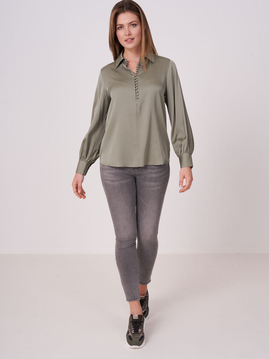 Silk shirt with button loop closure image number 21
