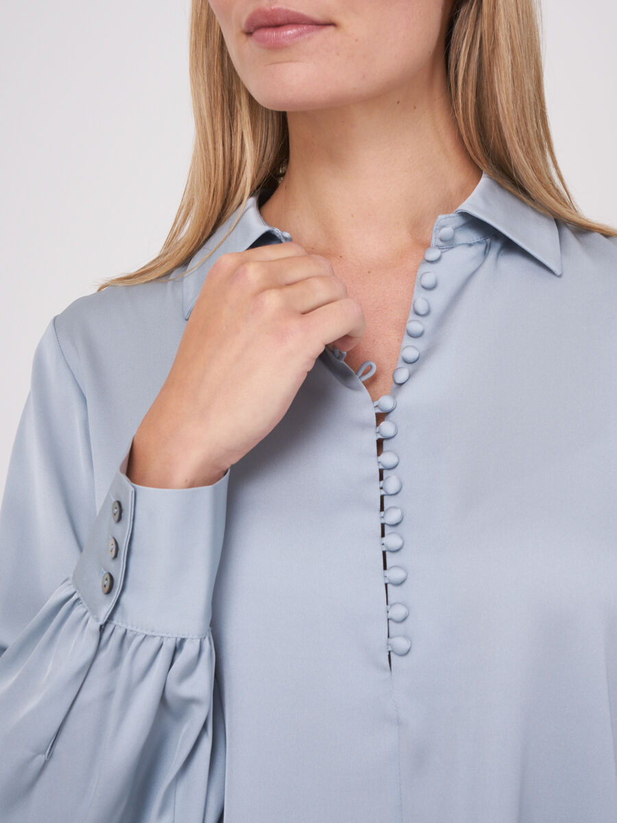 Silk shirt with button loop closure image number 24
