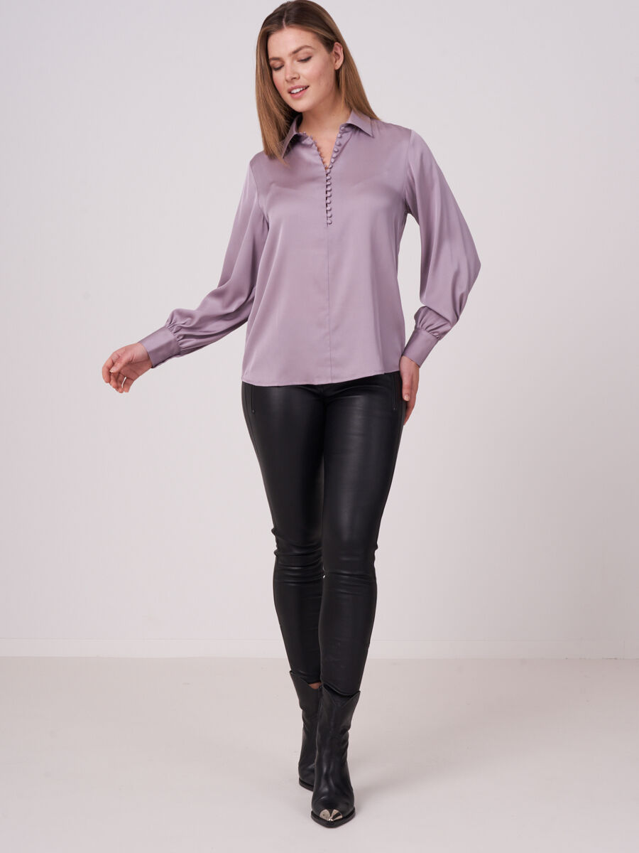Silk shirt with button loop closure image number 29