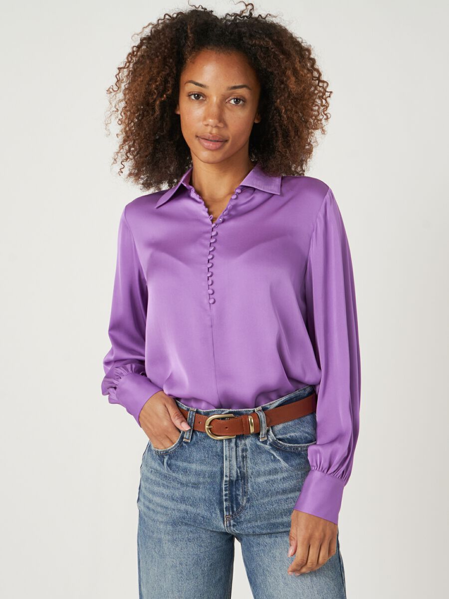 Silk shirt with button loop closure image number 8