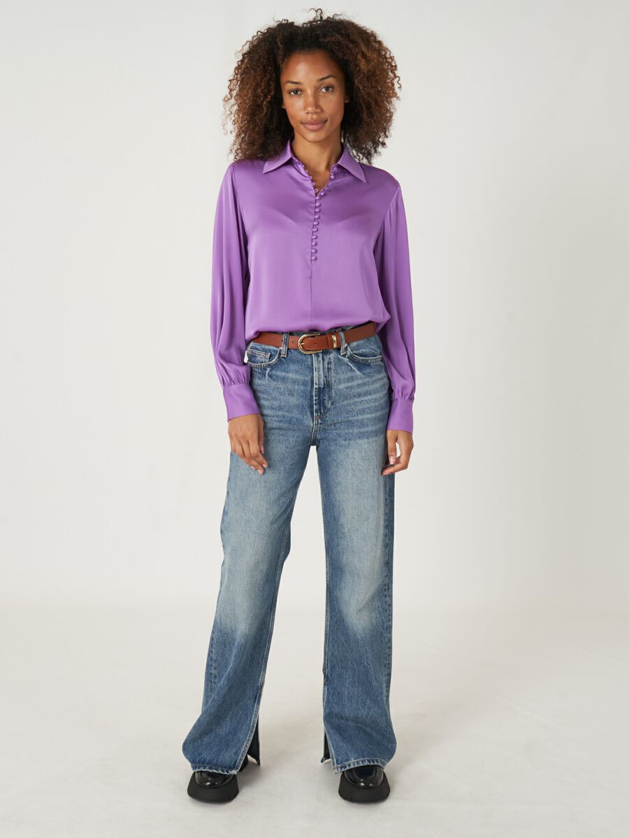 Silk shirt with button loop closure image number 12
