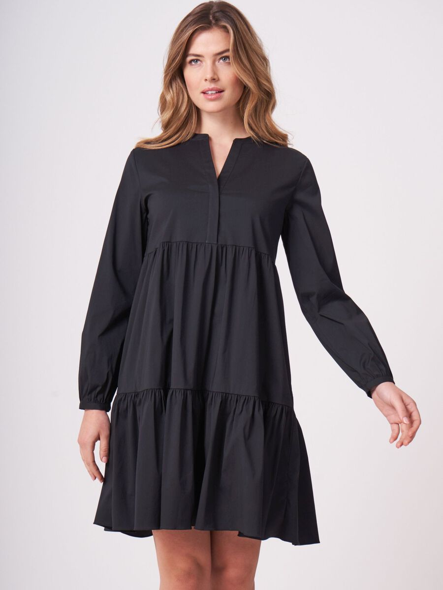 Soft stretch cotton tiered dress image number 0