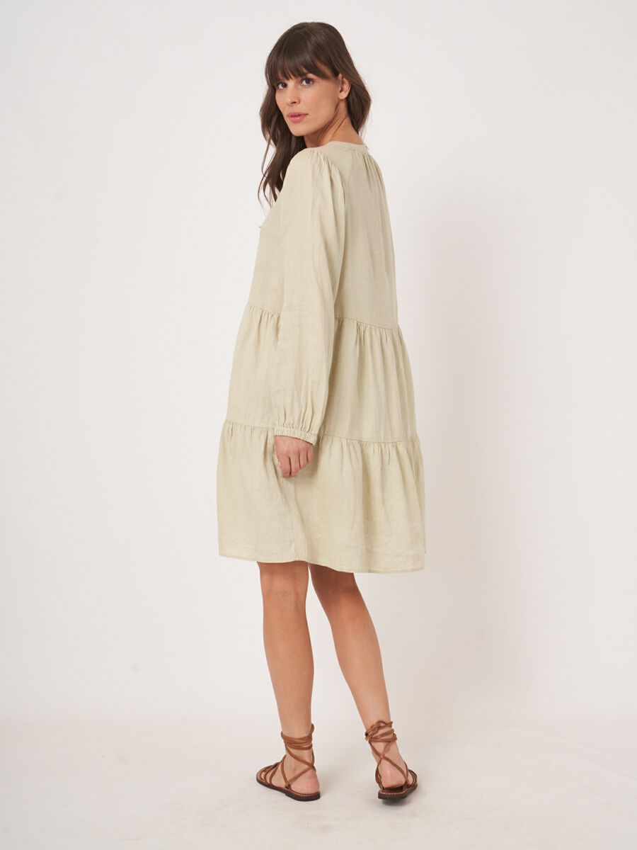Linen tiered dress image number 3