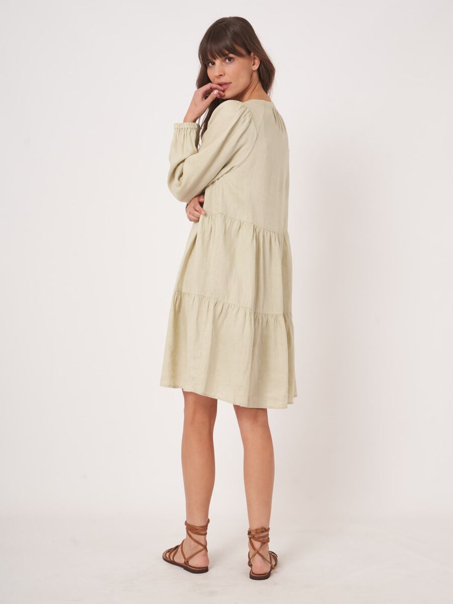 Linen tiered dress image number 4