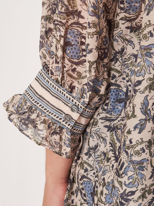 Blouse van katoen-zijdemix met bloemenprint image number 4