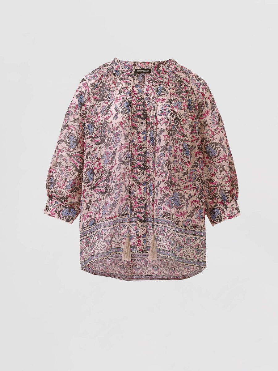 Loose fit blouse with floral print image number 0