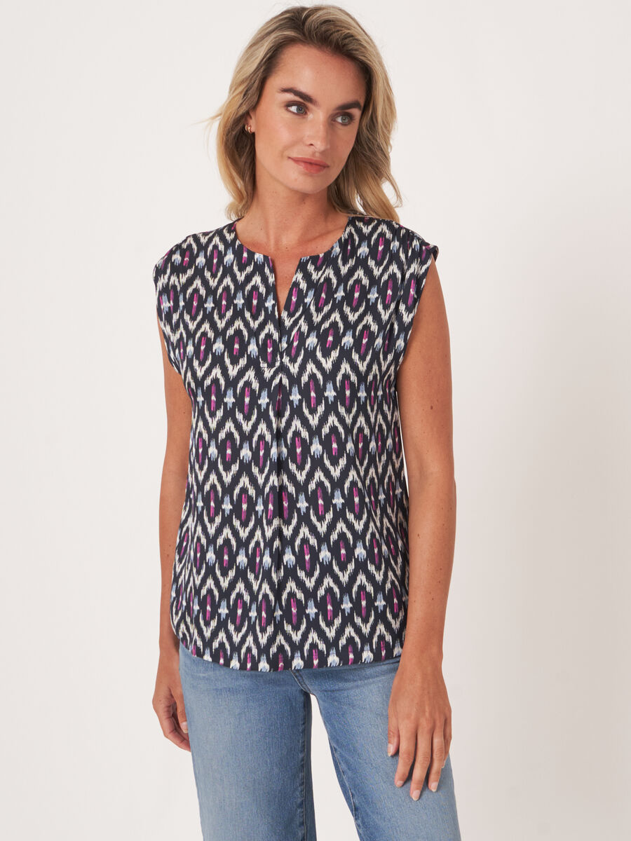 Silk top with ikat print  image number 0