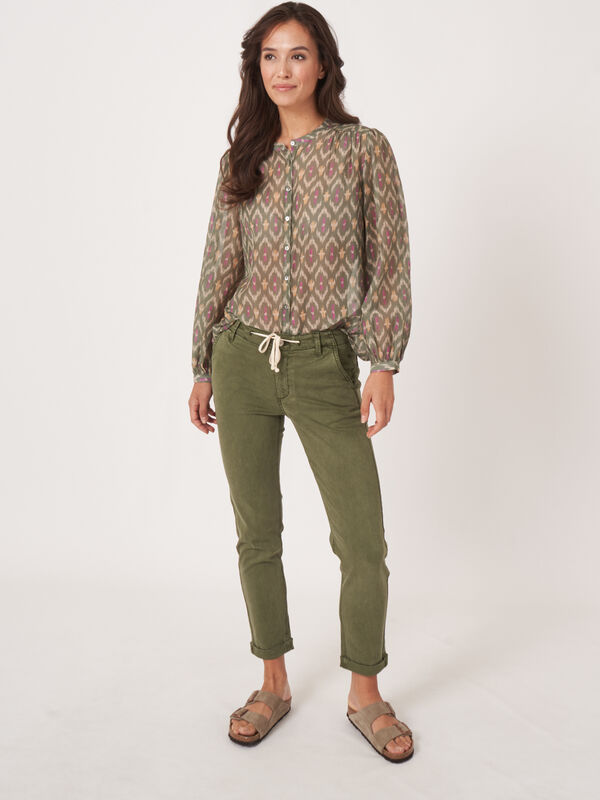 Katoen zijdemix blouse met ikat print image number 6