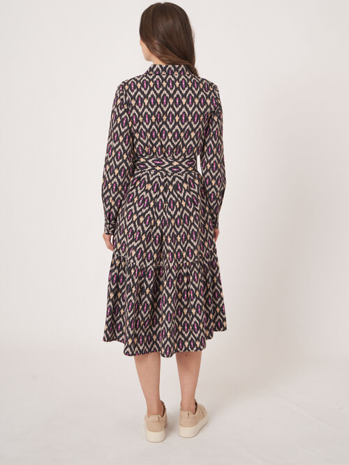 Katoenen overhemdjurk met ikat print