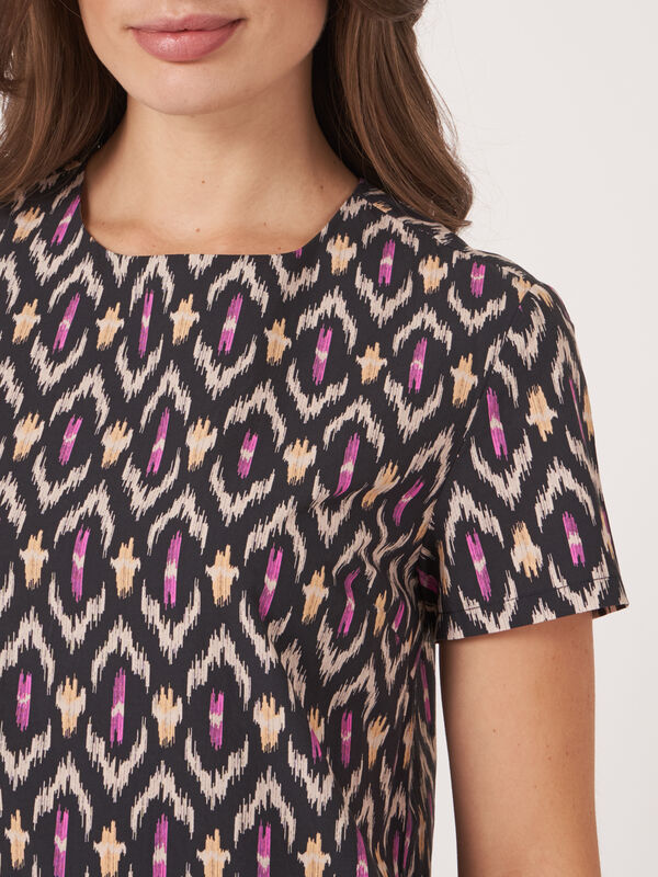 Rechte katoenen jurk met ikat print image number 2