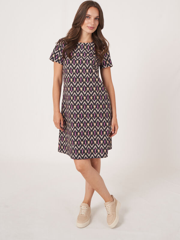 Rechte katoenen jurk met ikat print image number 4