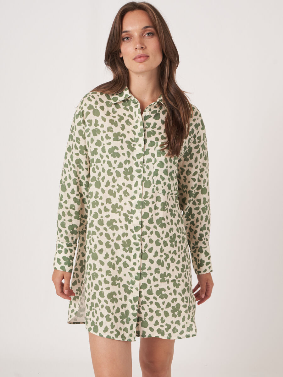 Shirt dress with floral print image number 1