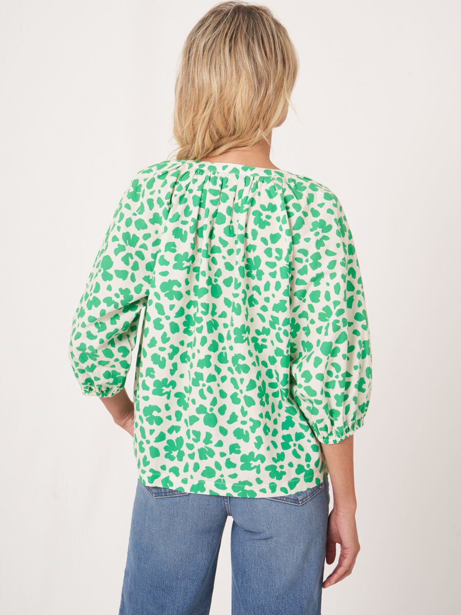 Blouse en coton à manches bouffantes et imprimé floral image number 2