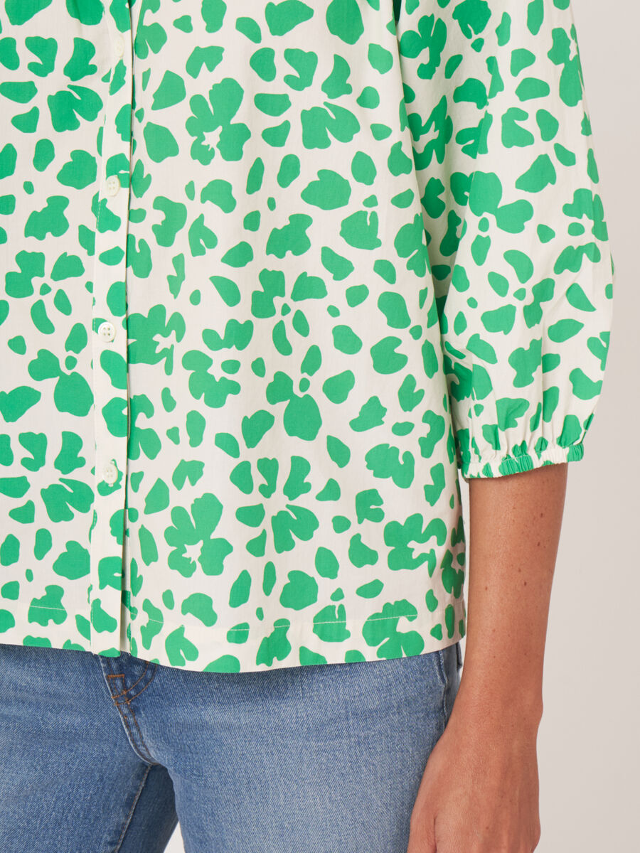 Blouse en coton à manches bouffantes et imprimé floral image number 4