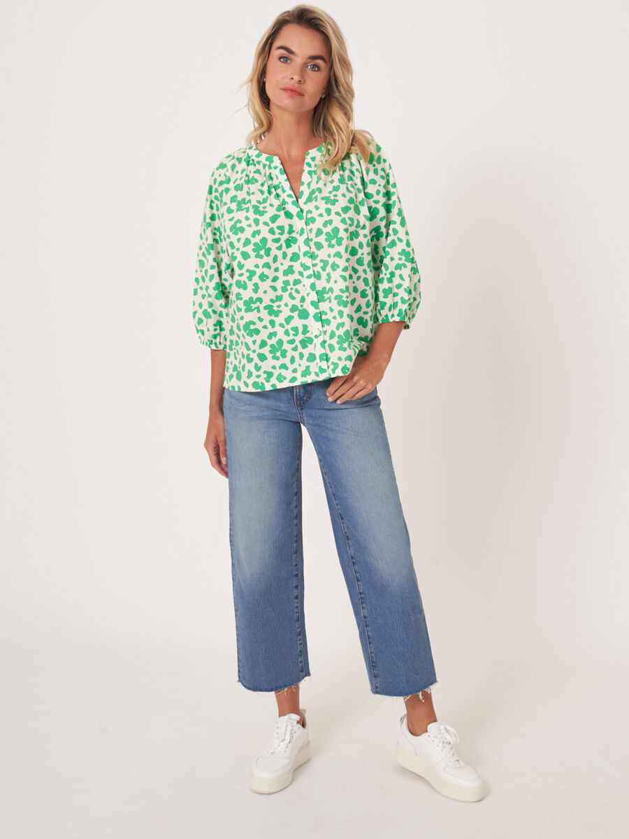 Blouse en coton à manches bouffantes et imprimé floral image number 7