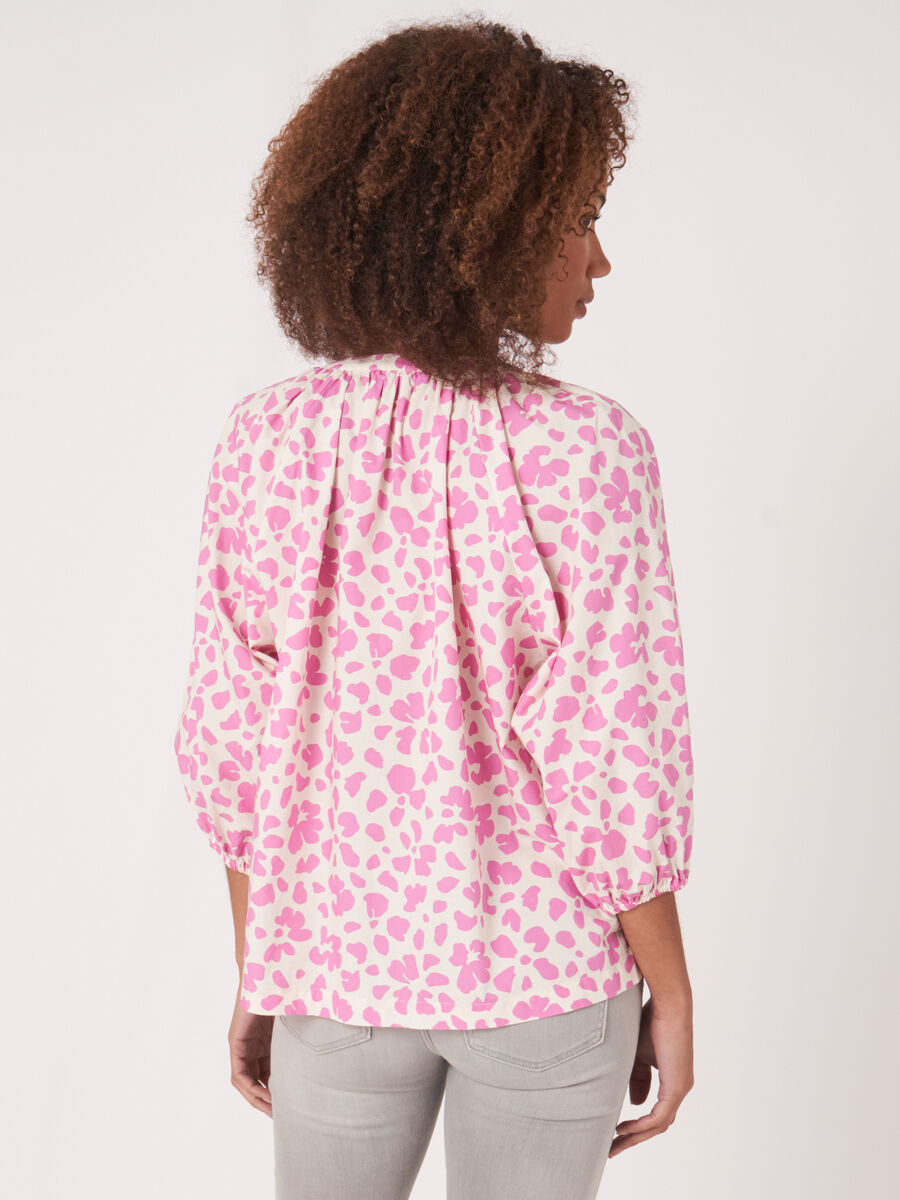 Katoenen blouse met pofmouwtjes en bloemenprint image number 1
