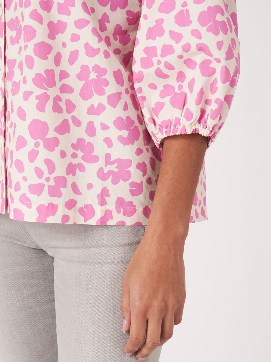 Katoenen blouse met pofmouwtjes en bloemenprint image number 3
