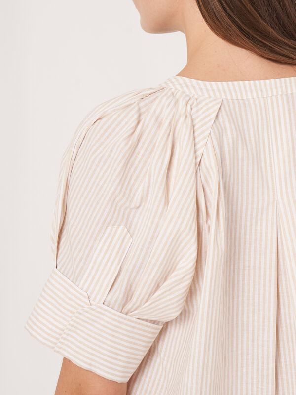 Linen blend blouse with stripe print image number 6