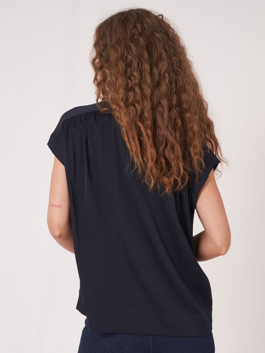 Oversized buttoned silk blouse top image number 1