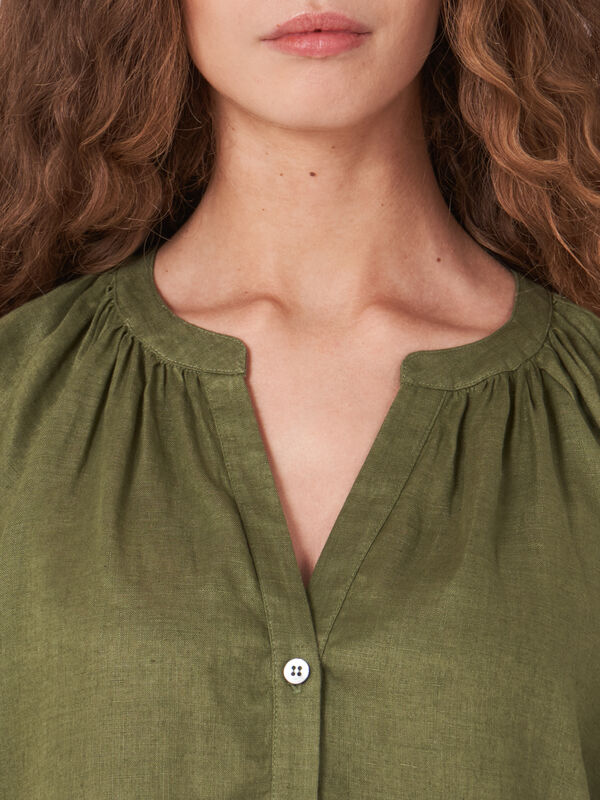 Gekn&ouml;pfte Leinenbluse mit Puff&auml;rmeln image number 4