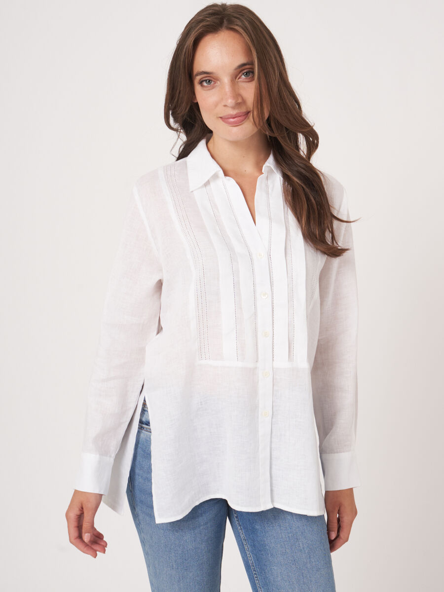 Linen shirt with ruffle image number 0