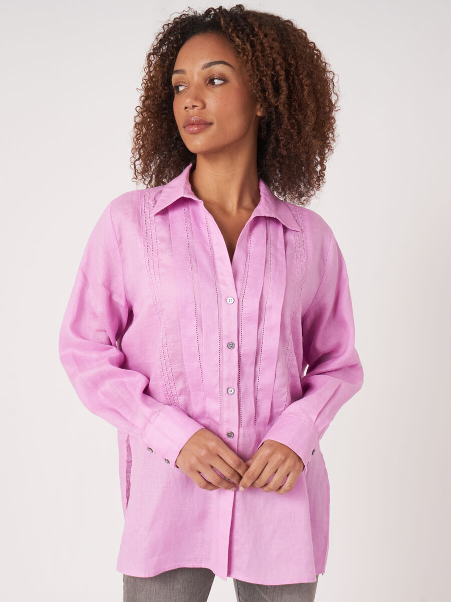 Linen shirt with ruffle image number 0