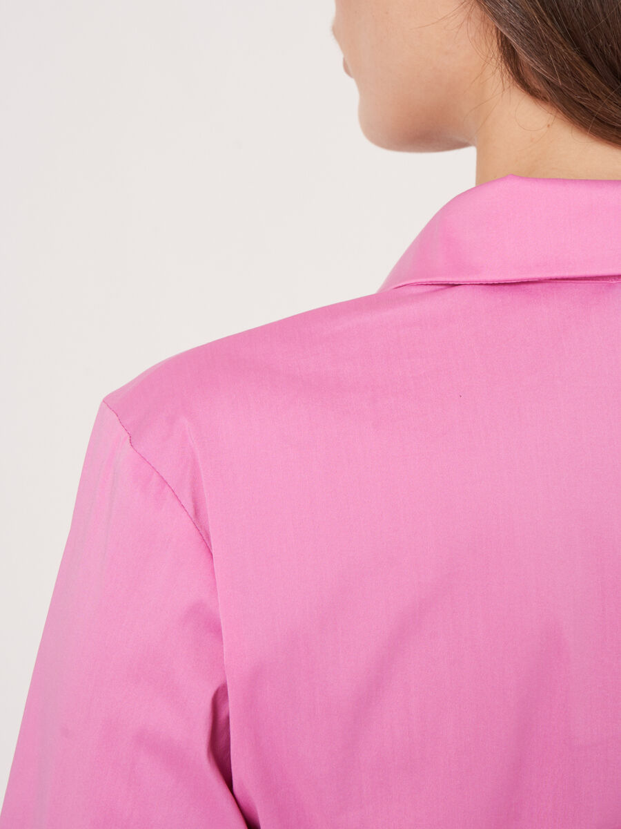 Tiered cotton blend shirt dress with belt image number 5