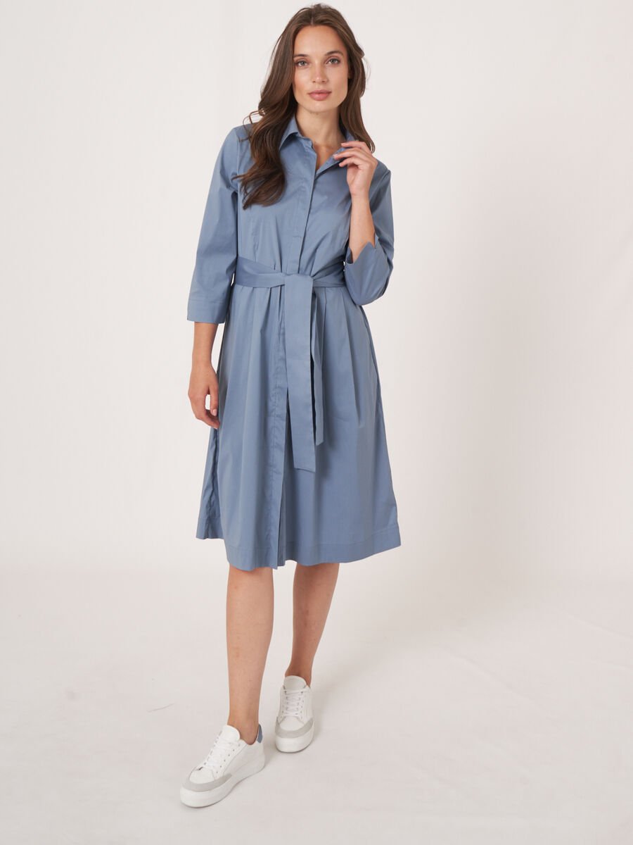Hemdblusenkleid aus Popeline mit G&uuml;rtel image number 0