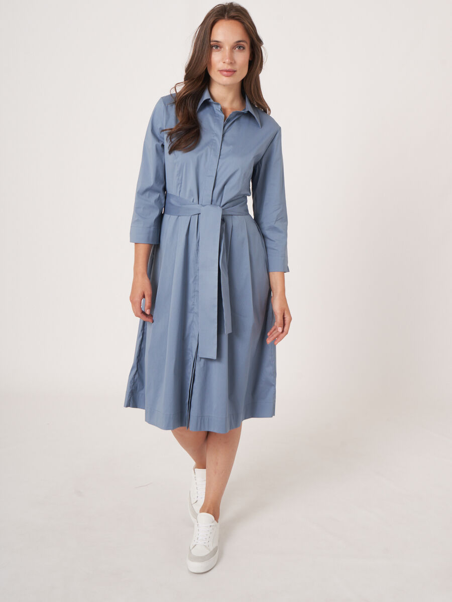 Hemdblusenkleid aus Popeline mit G&uuml;rtel image number 6