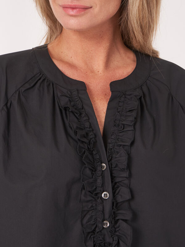 Rüschenbluse aus reiner Baumwolle  image number 4