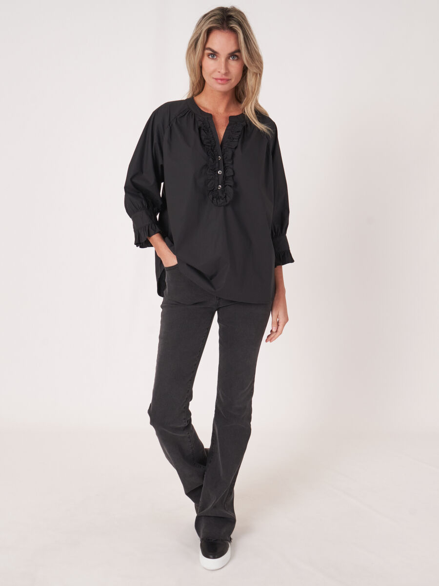 Pure cotton ruffle blouse  image number 5