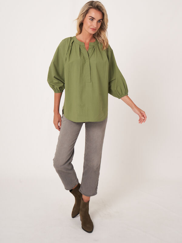 Losse katoenen blouse met 3/4 raglan pofmouwen image number 5