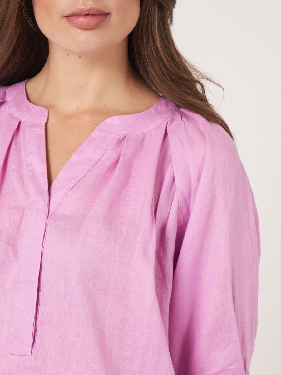 Pure linen dress with covered buttons image number 3