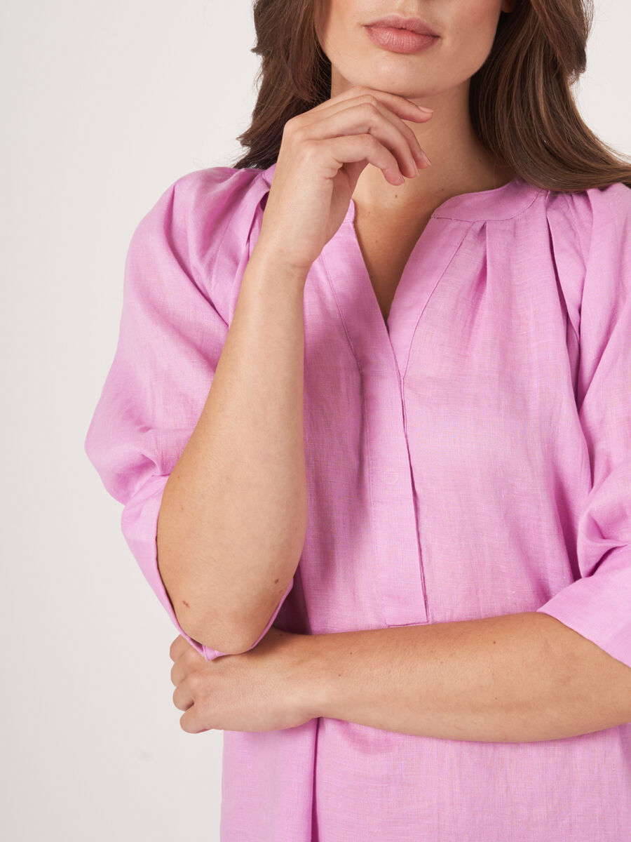 Pure linen dress with covered buttons image number 4