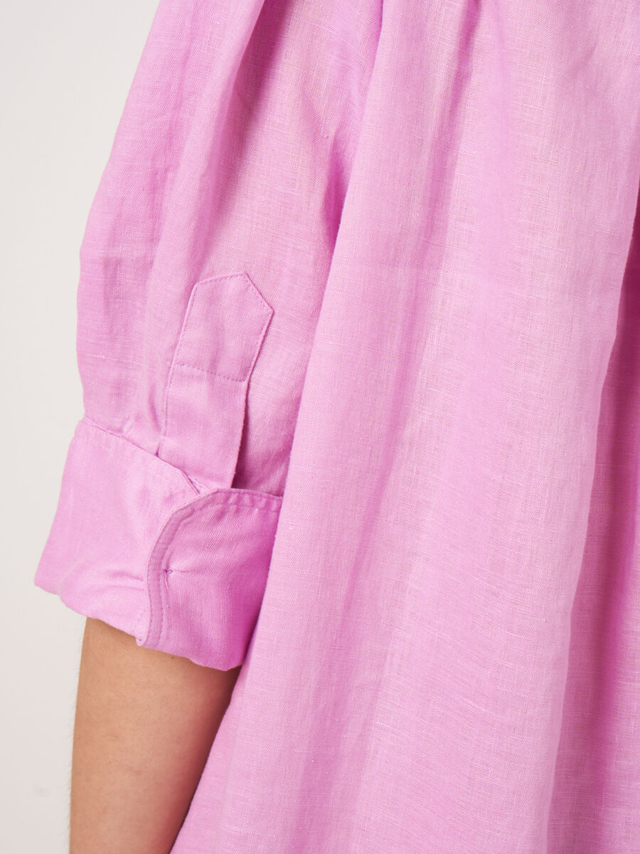 Pure linen dress with covered buttons image number 5