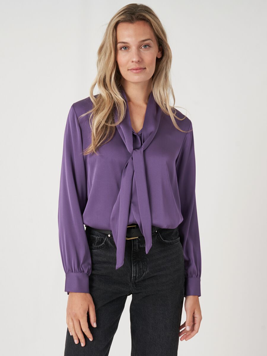 Tie neck silk blouse image number 0