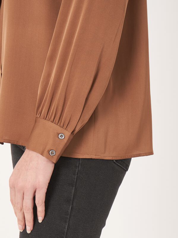 Tie neck silk blouse image number 3