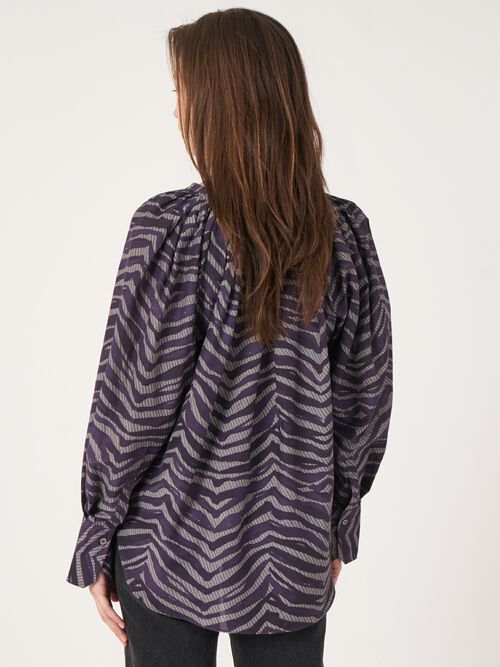 Blouse met zebraprint van katoen-zijde-mix