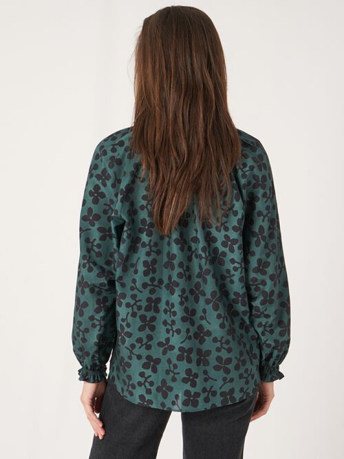 Blouse met bloemenprint van katoen-zijde-mix