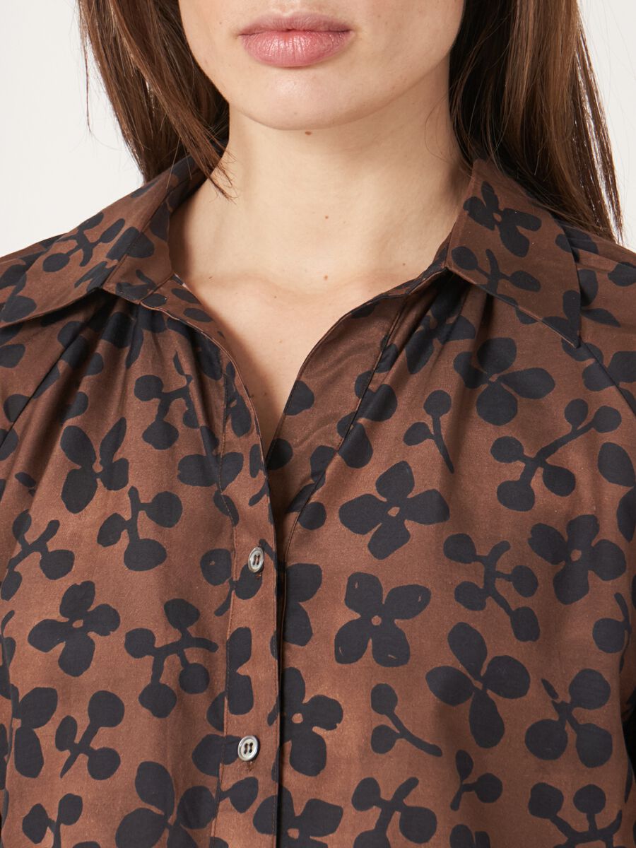 Blouse met bloemenprint van katoen-zijde-mix image number 2