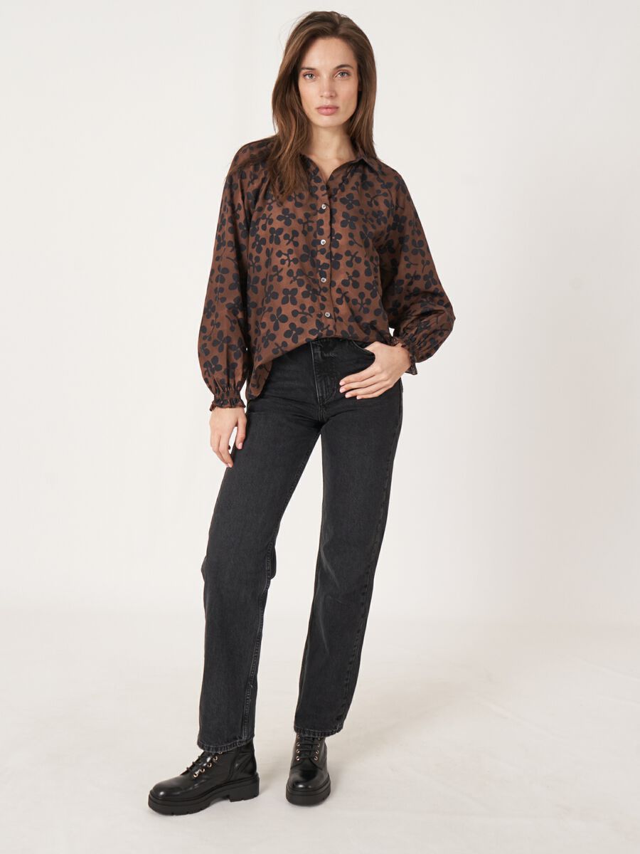 Blouse met bloemenprint van katoen-zijde-mix image number 5