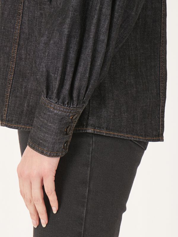 Denim-Bluse mit Knopfleiste image number 3