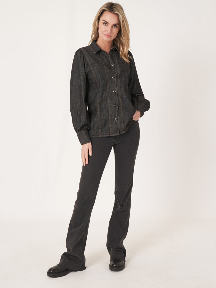 Denim-Bluse mit Knopfleiste image number 5